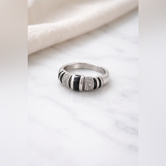 Jewelry - 925 Sterling Silver Onyx & Marcasite Band Ring | Vintage Statement Ring | Size 6